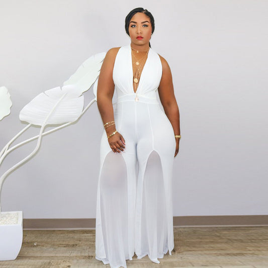 V-Neck  Women Jumpsuit