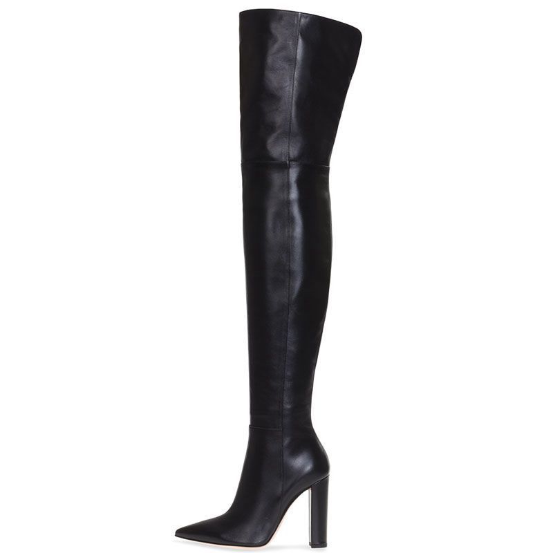 Pointed Snakeskin High Over The Knee Boots Plus Size