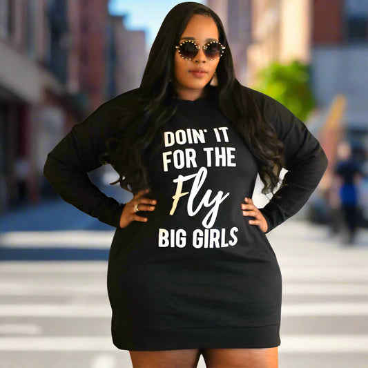 Plus Size Dresses for Women Letter Print Hoodie Casual Loose Mini Dress Sweat Suits Spring Clothes - Its That Girls Boutique