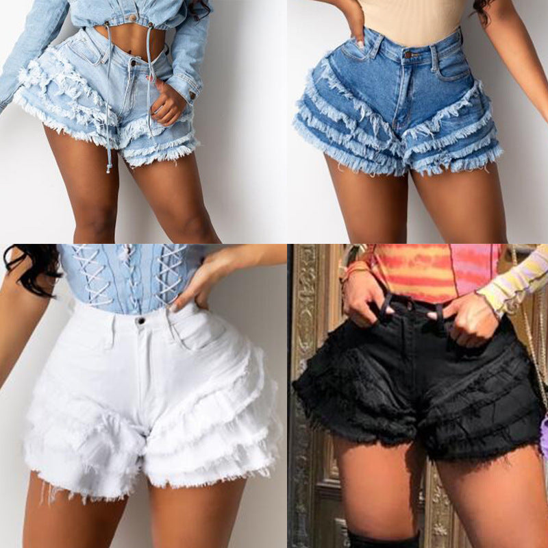 New Frayed Denim Shorts Women