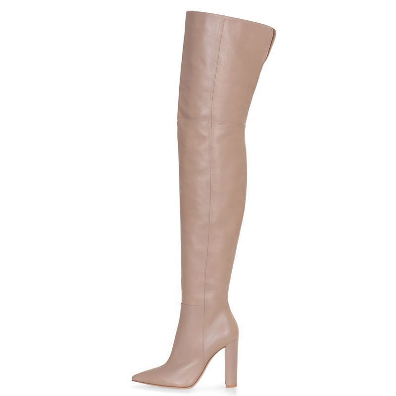 Pointed Snakeskin High Over The Knee Boots Plus Size