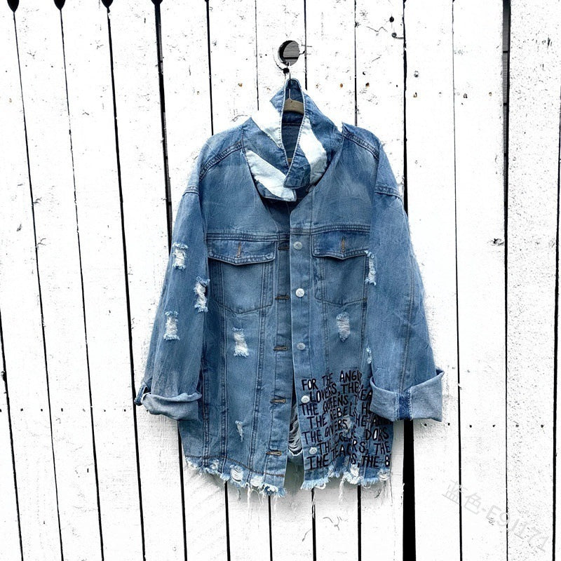 Women's Ripped Denim jacket (Up to 5XL)