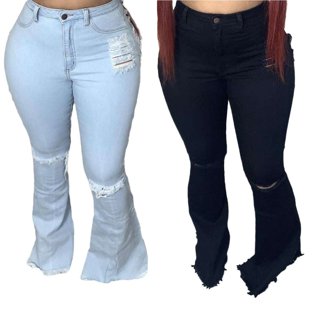 Fashion Trendy Unique Jeans Stretch Plus Size Bell-bottom Pants - Its That Girls Boutique