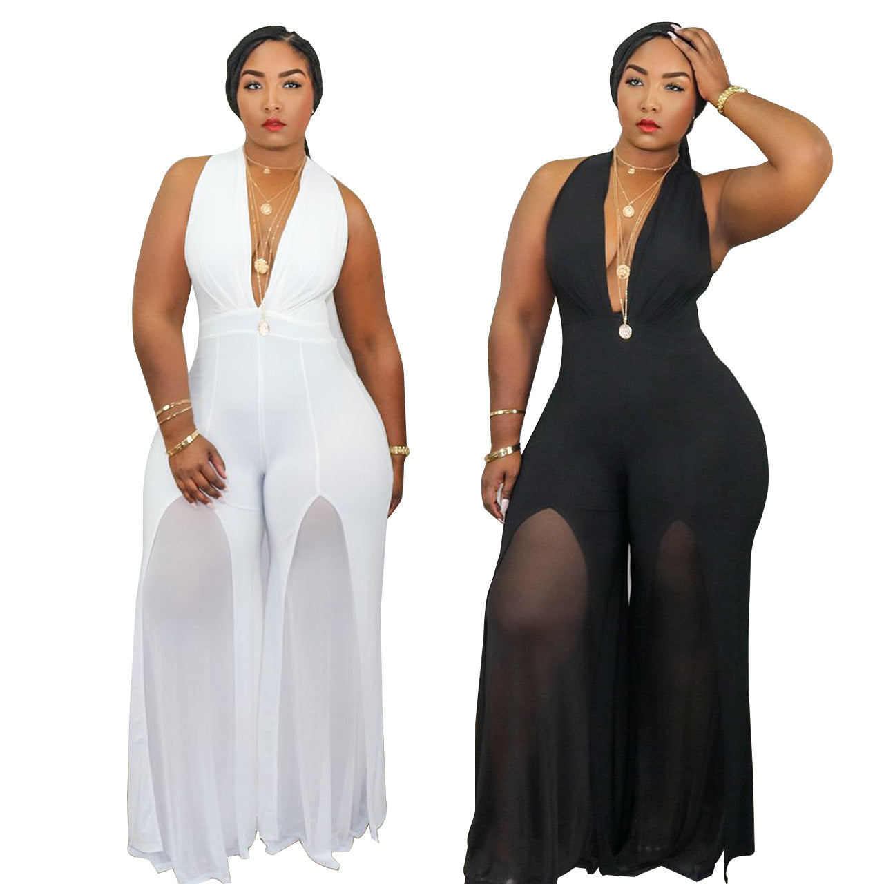 V-Neck  Women Jumpsuit