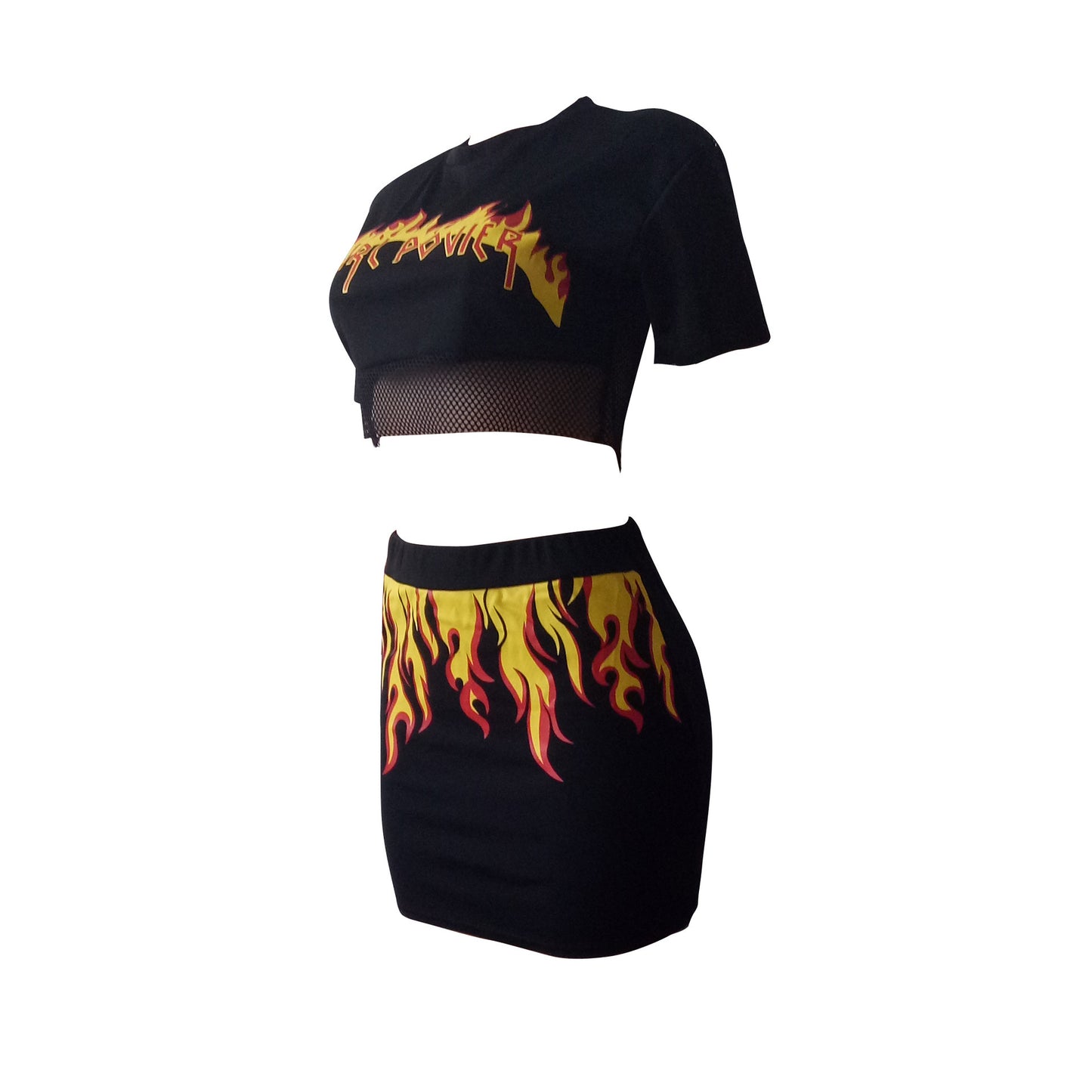 Women's Fashion Offset Crop Top &  Skirt (Set)