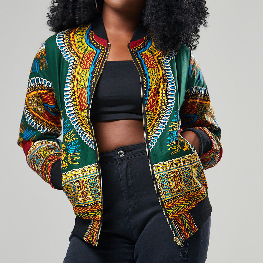 African printed short coat women