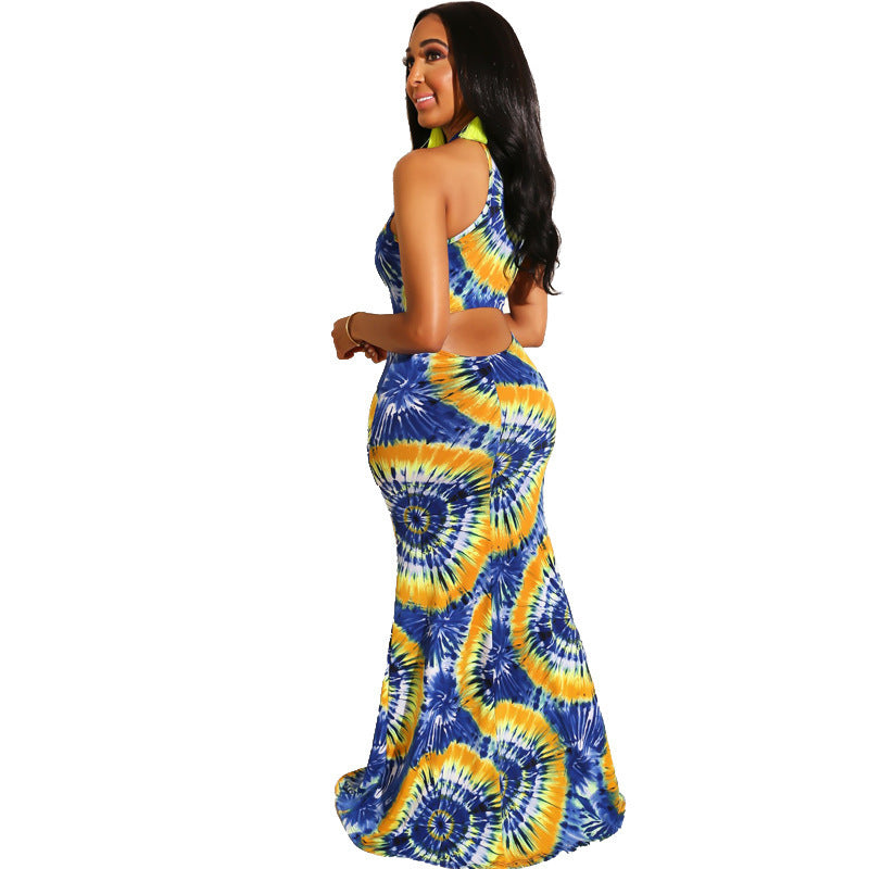 Women's Sleeveless Halter Top  Print Dress