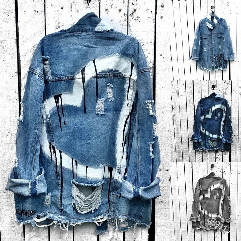 Women's Ripped Denim jacket (Up to 5XL)