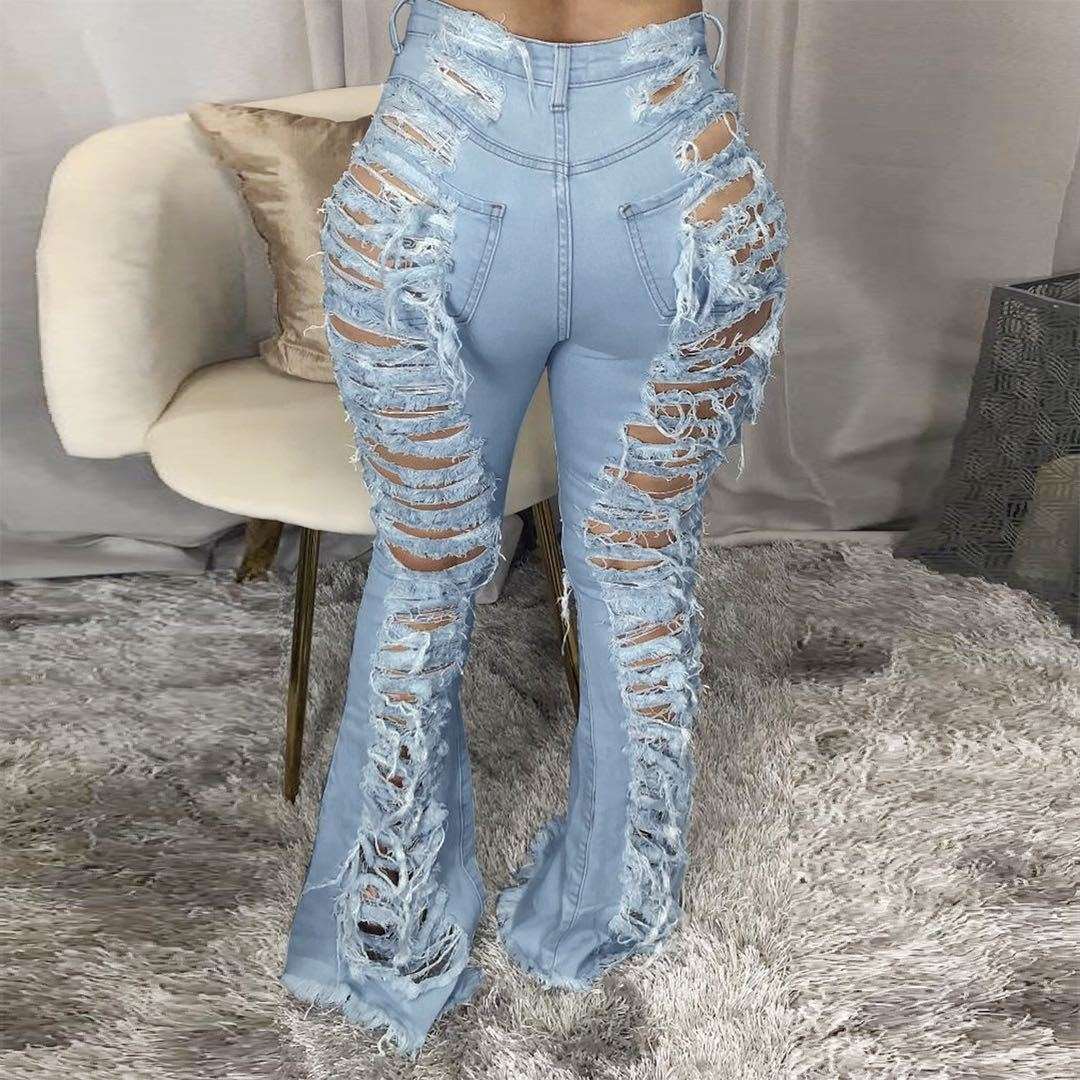 Fashion Trendy Unique Jeans Stretch Plus Size Bell-bottom Pants - Its That Girls Boutique