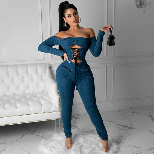 Women's One-piece Denim Jumpsuit