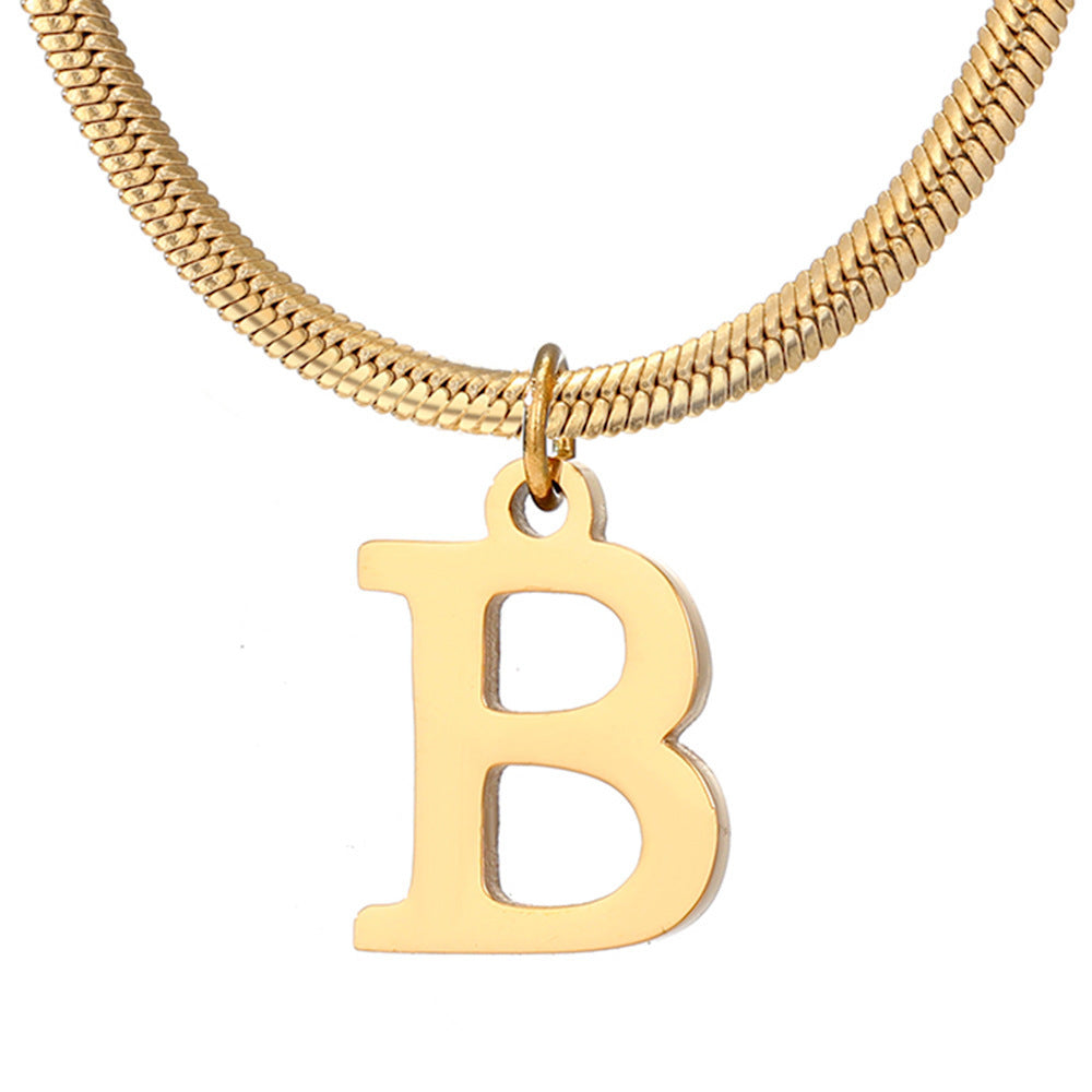 Minimalist A-Z Letter Pendant Necklace For Women Stainless Steel Gold Color Snake Chains Jewelry Birthday Gift