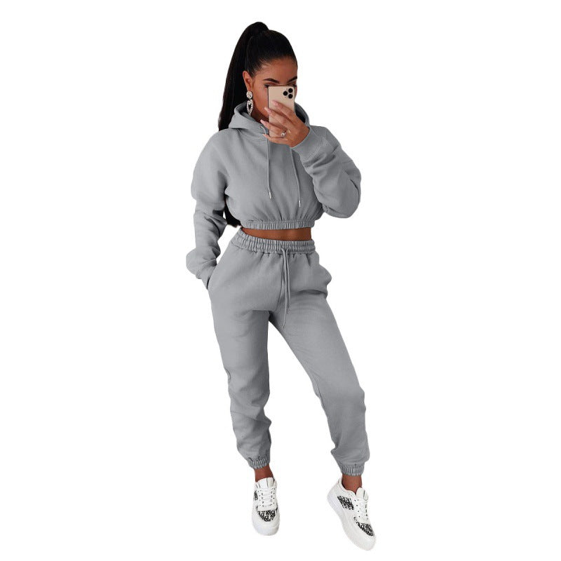 Women's  Hooded Sweatshirt Casual Two-piece Set