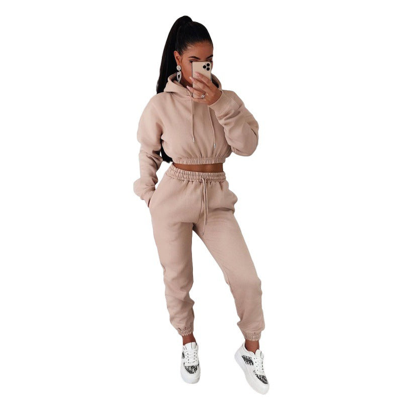 Women's  Hooded Sweatshirt Casual Two-piece Set