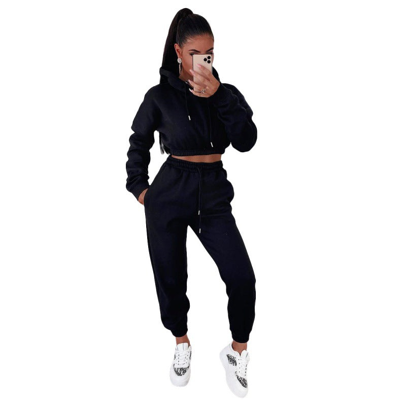 Women's  Hooded Sweatshirt Casual Two-piece Set