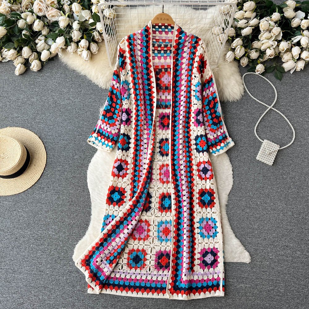 Boho Ethnic Print Vintage Long Style Long Sleeve Cardigan - Its That Girls Boutique