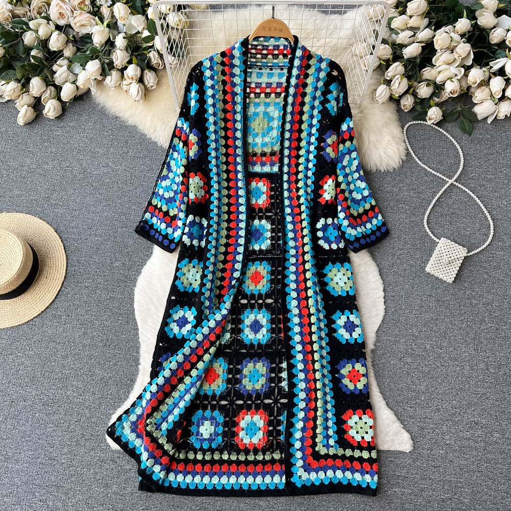 Boho Ethnic Print Vintage Long Style Long Sleeve Cardigan - Its That Girls Boutique