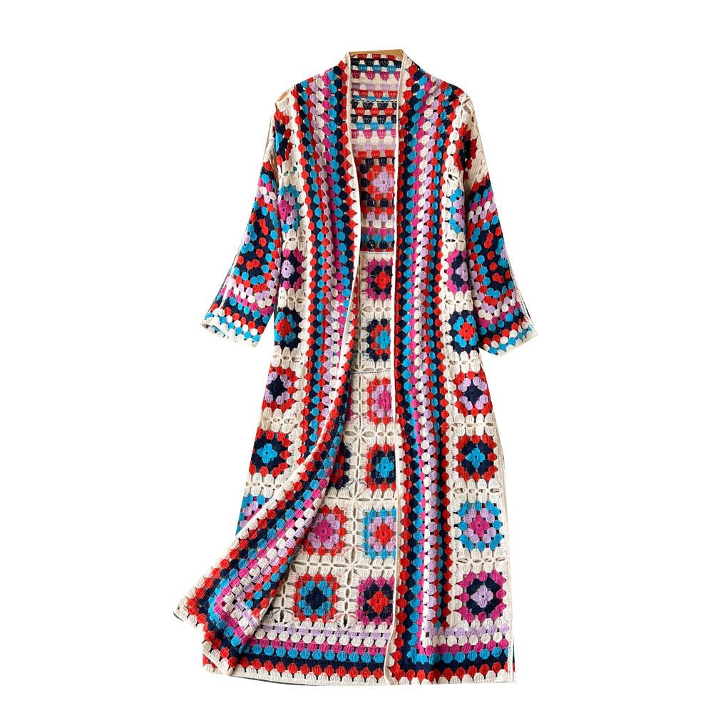 Boho Ethnic Print Vintage Long Style Long Sleeve Cardigan - Its That Girls Boutique