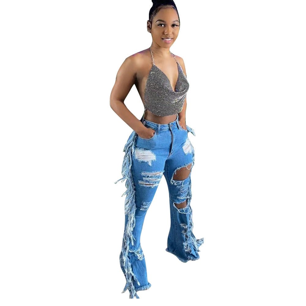 Distressed Washed Tassel Jeans * Up to 3XL - Its That Girls Boutique