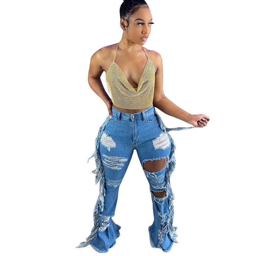 Distressed Washed Tassel Jeans * Up to 3XL - Its That Girls Boutique