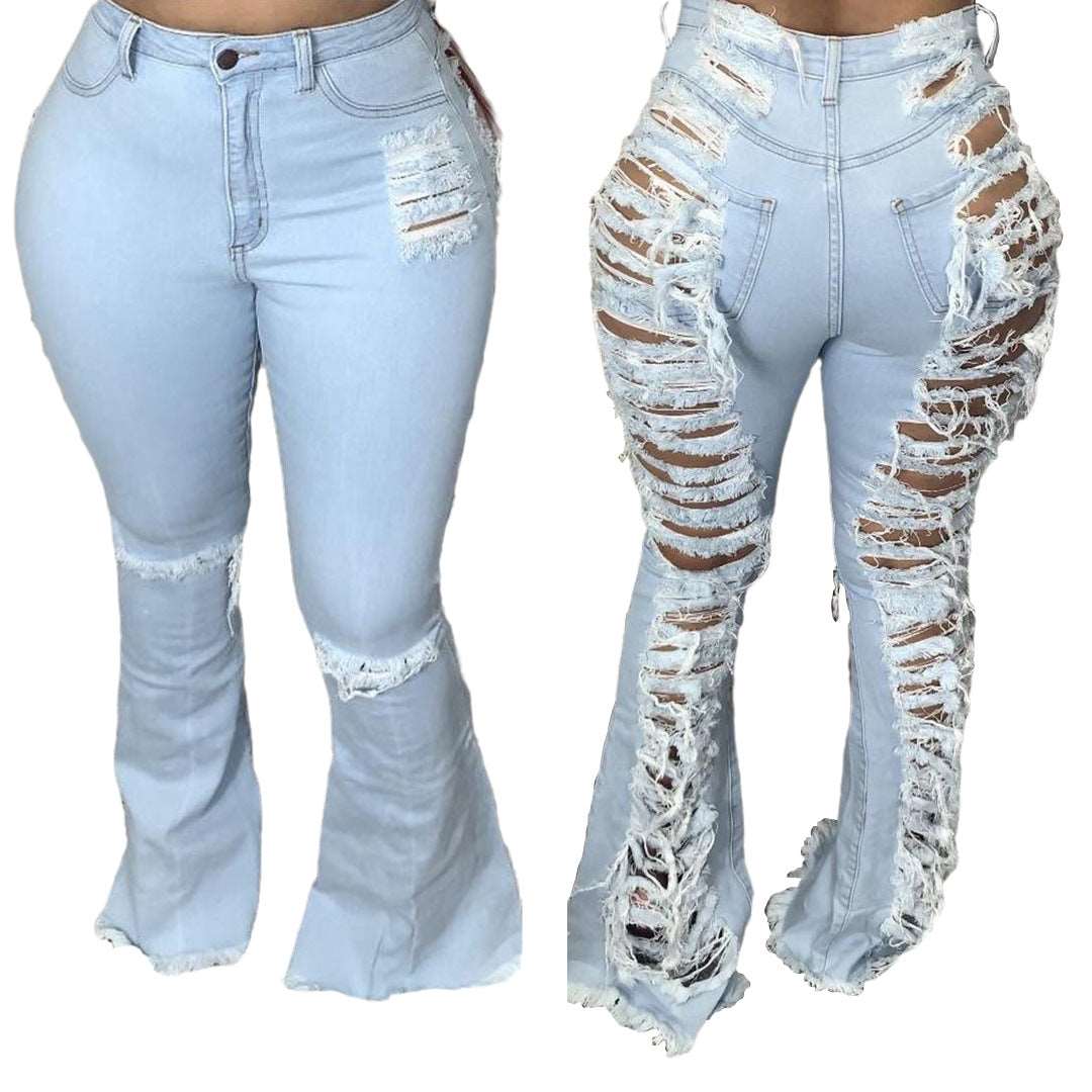 Fashion Trendy Unique Jeans Stretch Plus Size Bell-bottom Pants - Its That Girls Boutique