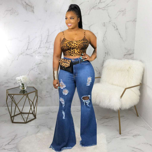 Fashion Knee Ripped Slim Denim Stretch Jeans - Its That Girls Boutique