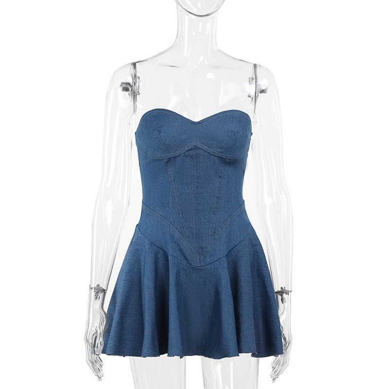 Fashion Tube Top Denim Dress Women - Its That Girls Boutique