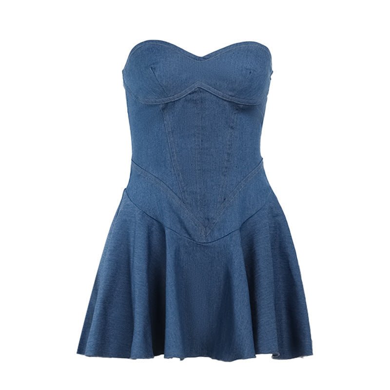 Fashion Tube Top Denim Dress Women - Its That Girls Boutique