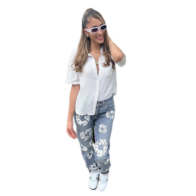 Fashionable Printed High Waist Straight Jeans For Women - Its That Girls Boutique