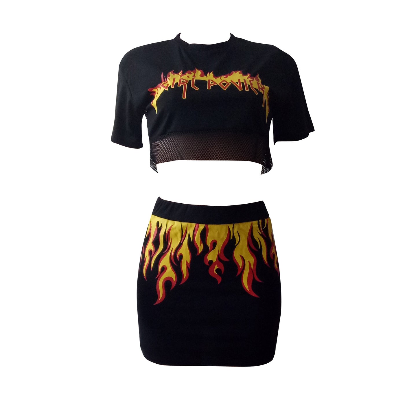 Women's Fashion Offset Crop Top &  Skirt (Set)