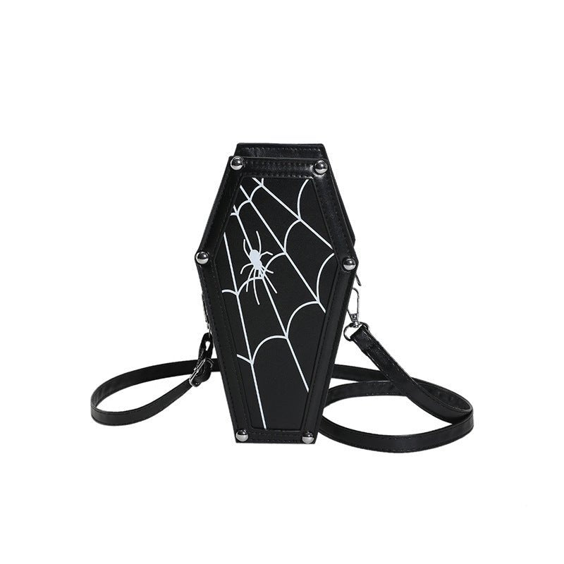 Halloween Coffin - shape Shoulder Bag Gothic Ghost Spider Web Messenger Crossbody Bag Kids Personality Phone Bag For Women - Its That Girls Boutique