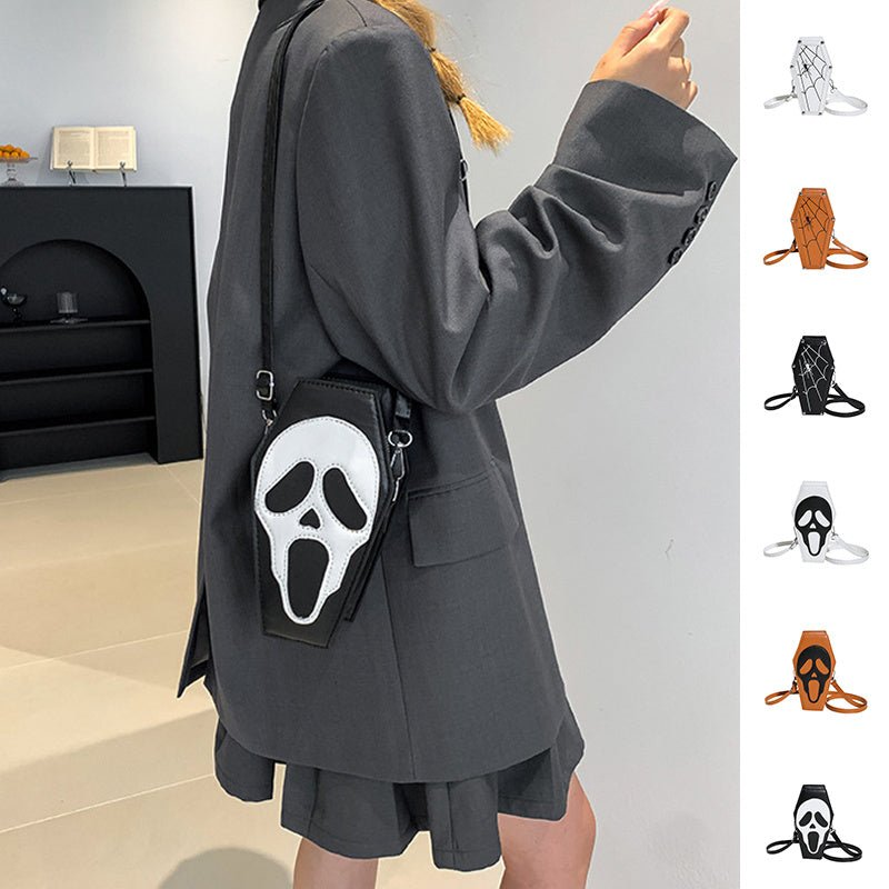 Halloween Coffin - shape Shoulder Bag Gothic Ghost Spider Web Messenger Crossbody Bag Kids Personality Phone Bag For Women - Its That Girls Boutique