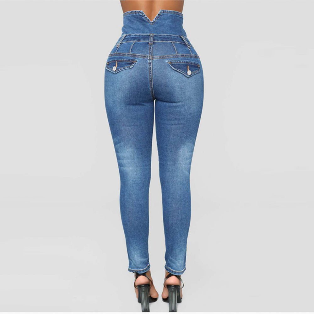 High stretch waist skinny denim long pencil pants plus size women's jeans - Its That Girls Boutique