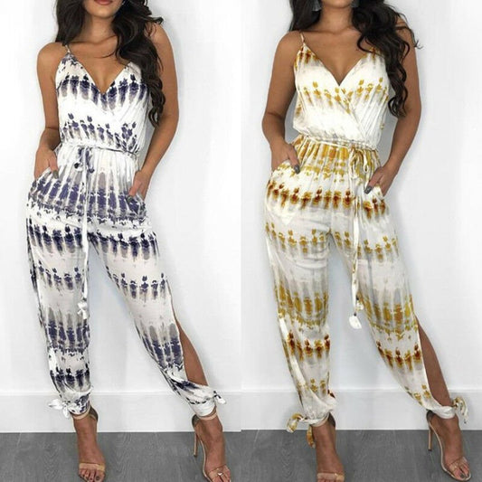 Irregular suspenders and belted jumpsuit - Its That Girls Boutique