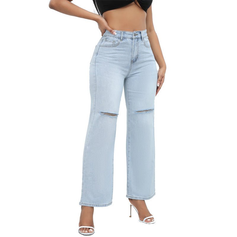 Knee Ripped Wide - leg Jeans Women - Its That Girls Boutique