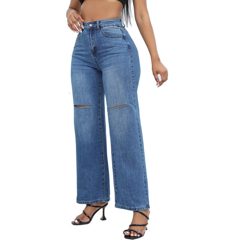 Knee Ripped Wide - leg Jeans Women - Its That Girls Boutique