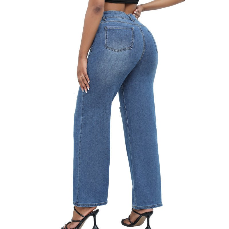 Knee Ripped Wide - leg Jeans Women - Its That Girls Boutique