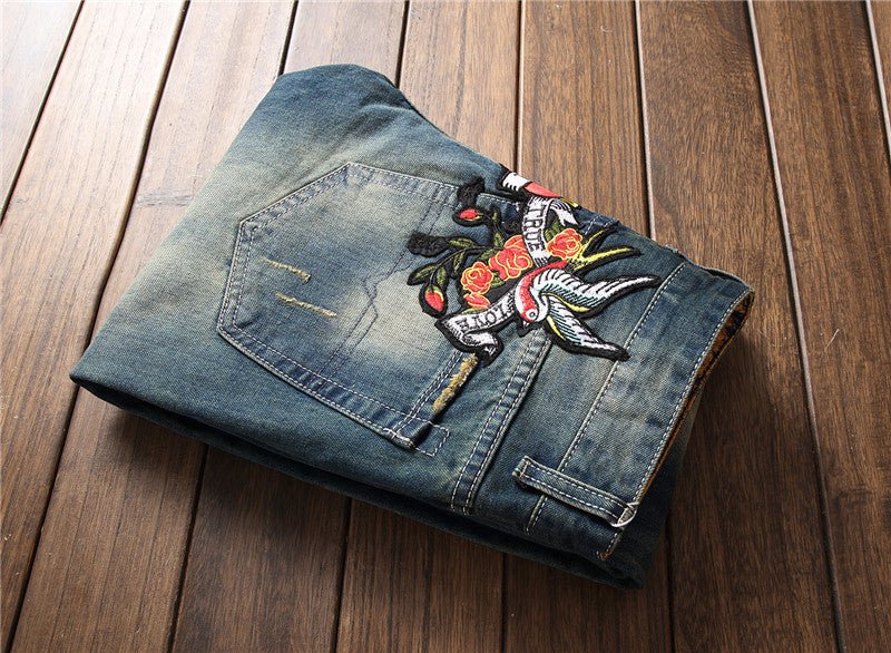 Men's Embroidered Rose Denim - Its That Girls Boutique