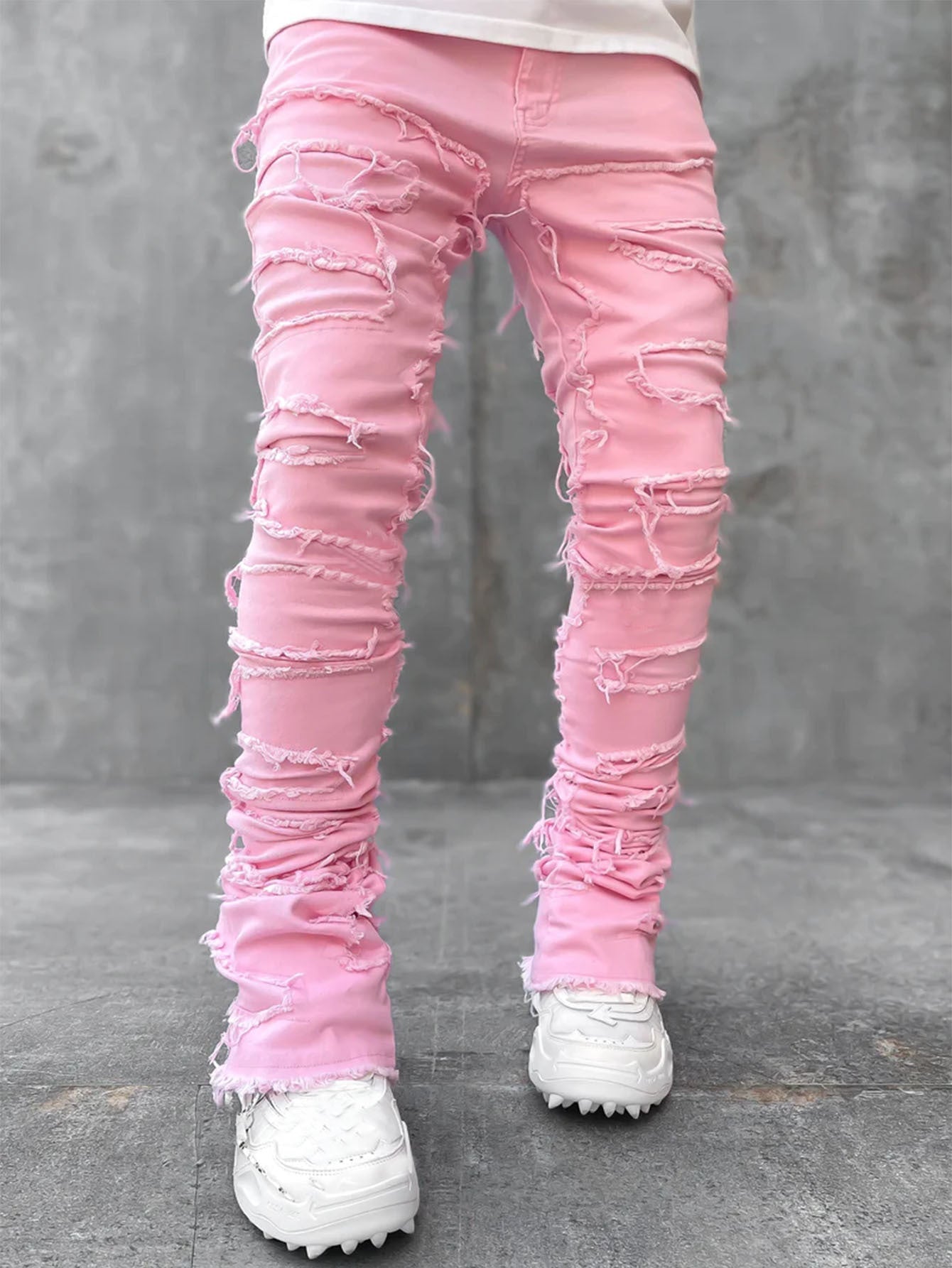 Men's Patched Stacked Jeans - Its That Girls Boutique