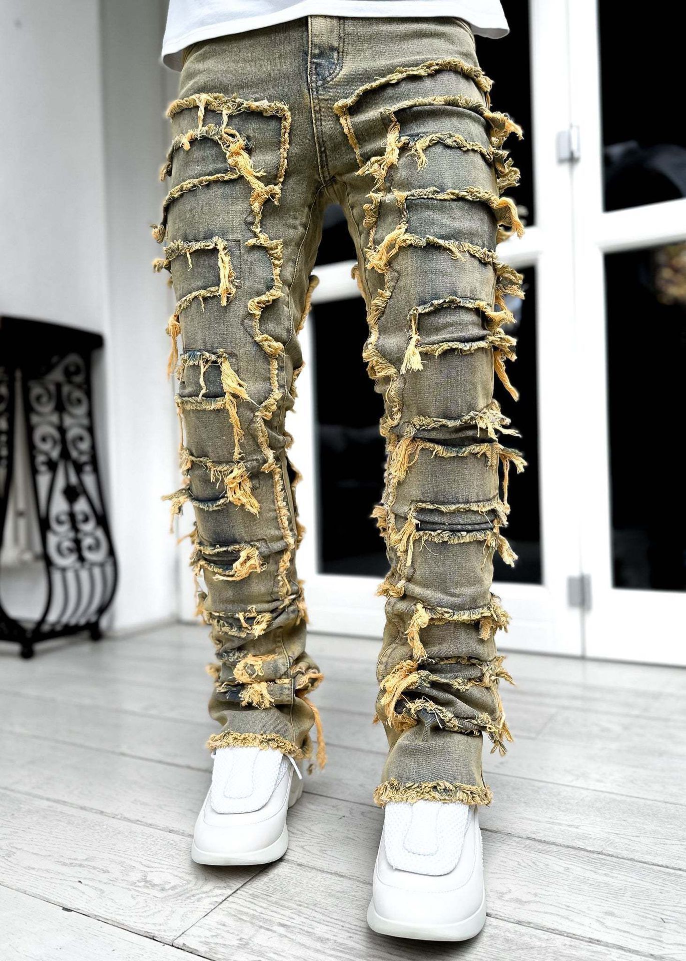 Men's Patched Stacked Jeans - Its That Girls Boutique