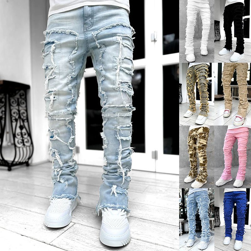 Men's Patched Stacked Jeans - Its That Girls Boutique