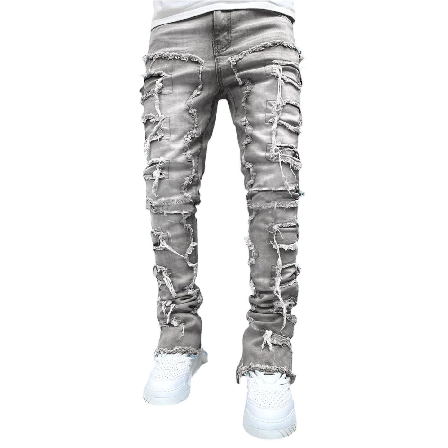 Men's Patched Stacked Jeans - Its That Girls Boutique