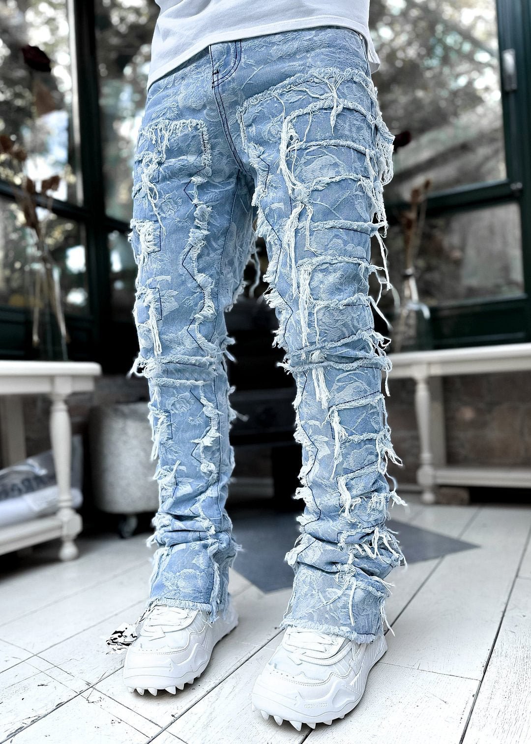 Men's Patched Stacked Jeans - Its That Girls Boutique