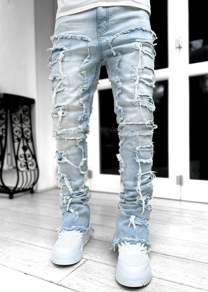 Men's Patched Stacked Jeans - Its That Girls Boutique